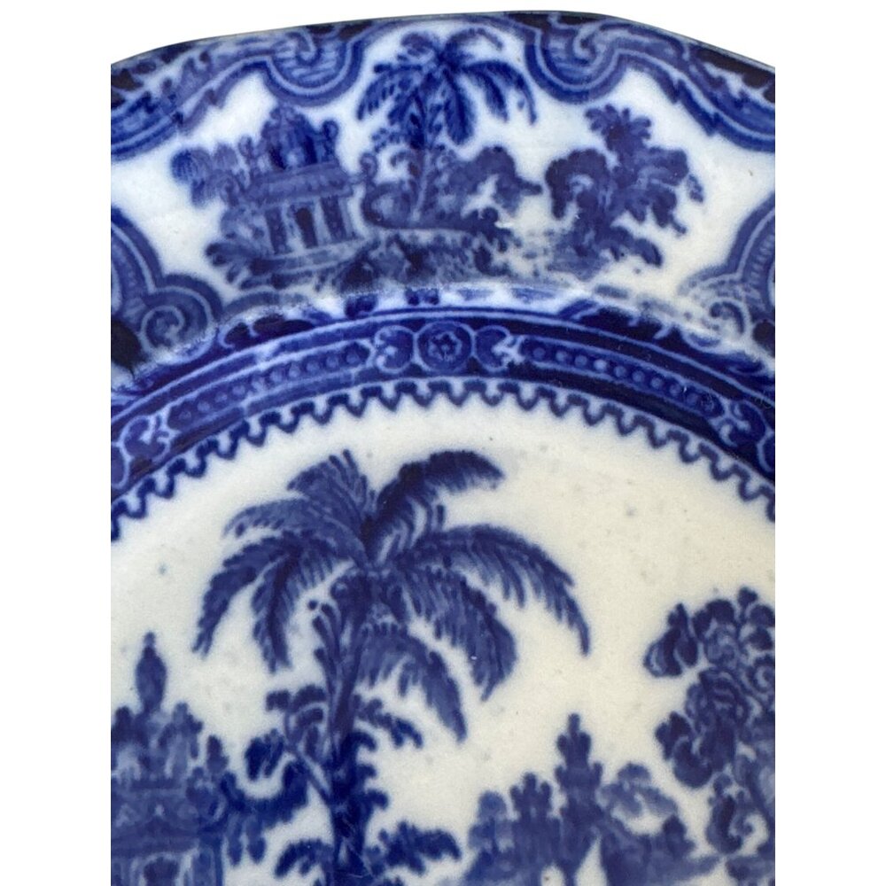 Vintage W Adams & Sons England Kyber 9 inch Flow Blue Dinner Plate - Picture 5 of 15